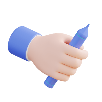 3D illustration hand and pen drawing png