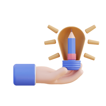3D illustration holding an idea lamp png
