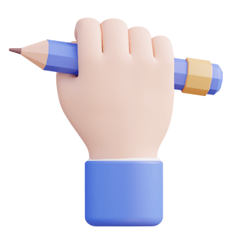 3D illustration of a hand holding a pencil png