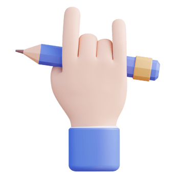 3D illustration of a hand holding a pencil png