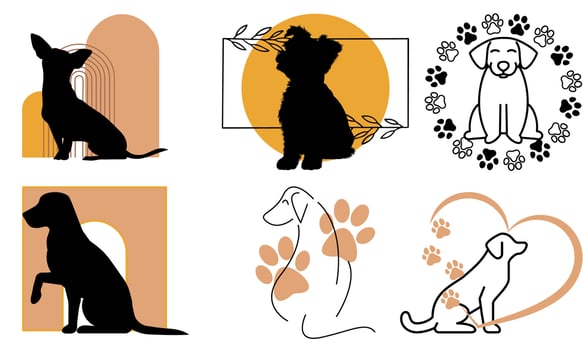 Dog logo set vintage style. Brand identity emblem vector