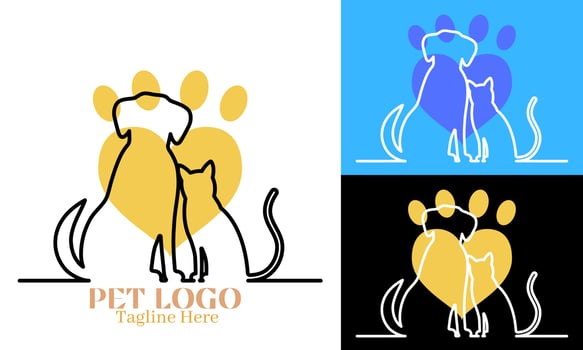 Pet logo vector design illustration, dog and cat concept