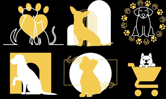 Dog logo set modern style. Brand identity emblem vector
