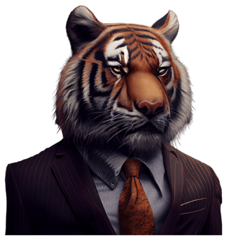 Portrait of a Tiger dressed in a formal business suit png