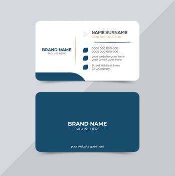 Medical care doctor business card. Modern professional double-side view clinic visiting card design template. vector