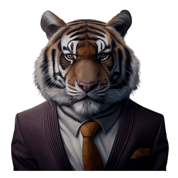 Portrait of a Tiger dressed in a formal business suit png