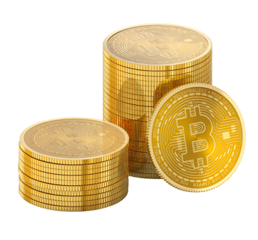 3D Bitcoin stack yellow color png