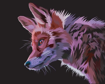 colorful fox on pop art style. vector illustration.