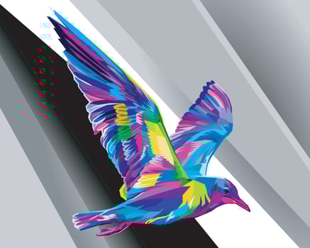 colorful flying eagle on pop art style. vector illustration.