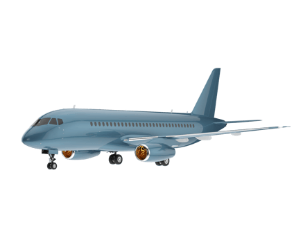 Airplane isolated on transparent background. 3d rendering - illustration png