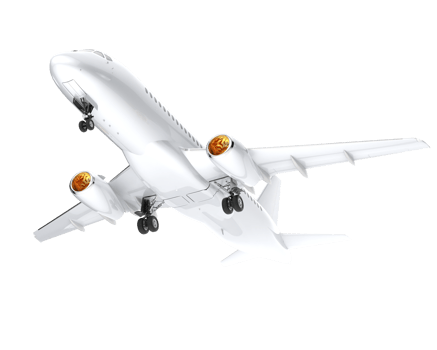 Airplane isolated on transparent background. 3d rendering - illustration png