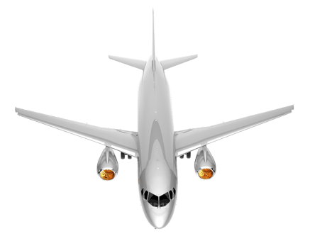 Airplane isolated on transparent background. 3d rendering - illustration png