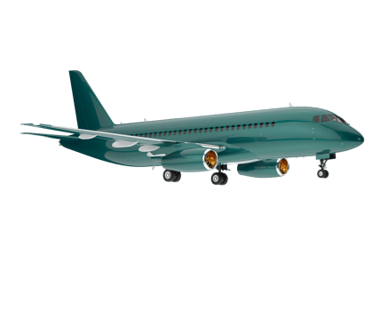 Airplane isolated on transparent background. 3d rendering - illustration png