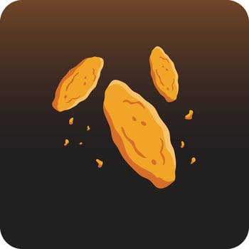 Fried chicken wing, vector illustration, isolated on black background.