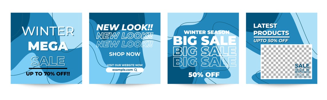 winter sales banners social media post vector
