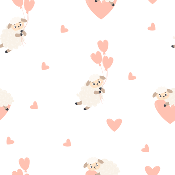 Seamless pattern with cute sheeps png