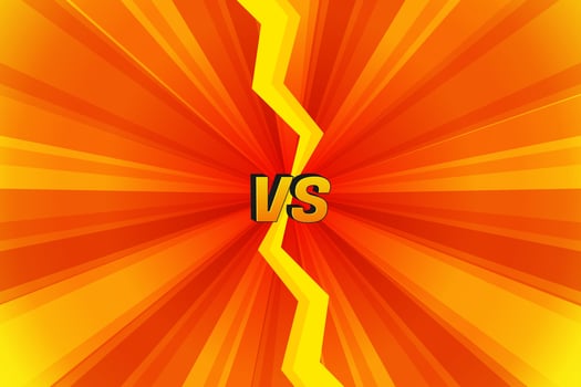 Orange cartoon comics versus fight background illustration vector banner template