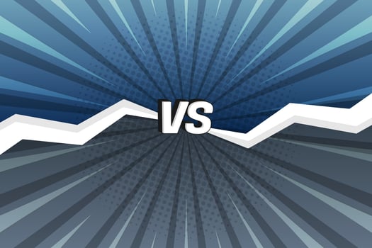 Dark pop art retro comic versus fight background design, with halftone dots vector Illustration