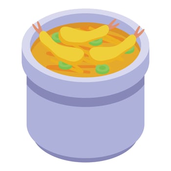 Soup tempura icon isometric vector. Fried shrimp vector