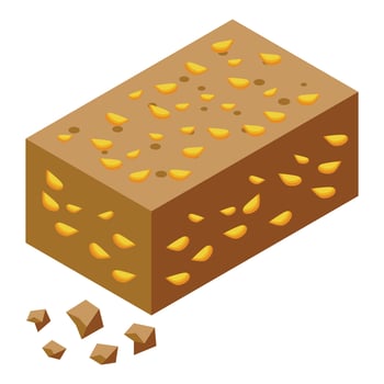 Nut halva icon isometric vector. Sweet chalva vector