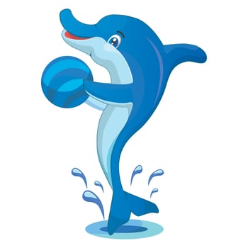 Dolphin with Ball Vector