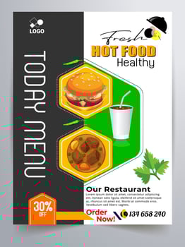 Restaurant Delicious fast food Flyer Design. Today's Menu Chinese Meal Cover, burger fast food brochure, Hot Food Vector template, restaurant Burger Menu book flyer.