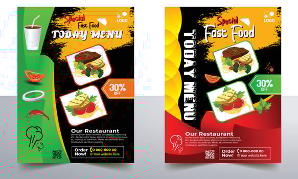 Restaurant Delicious fast food Flyer Design. Today's Menu Chinese Meal Cover, burger fast food brochure, Hot Food Vector template, restaurant Burger Menu book flyer.