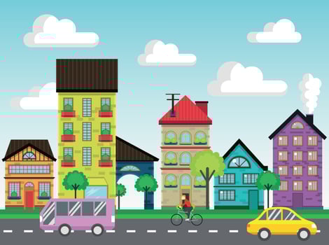 Colorful houses on the street vector