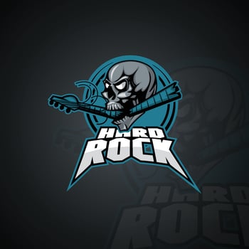 Human skull with an inscription Hard Rock. Vector image.