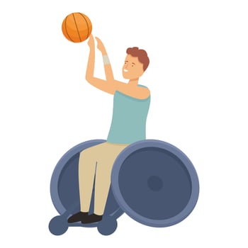 Wheelchair basketball player icon cartoon vector. Physical sport vector