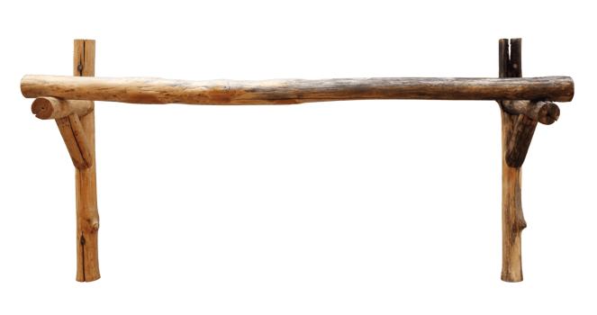 Wooden clothes line isolated with clipping path png