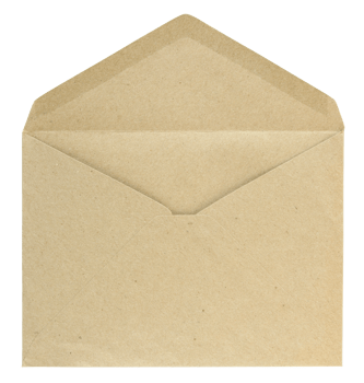 Blank envelope isolated with clipping path for mockup png