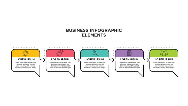 Infographics for business concept with icons and 5 options or steps. For content, diagram, flowchart, steps, parts, timeline infographics, workflow, chart. vector