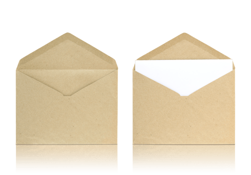 set of open envelope isolated with reflect floor for mockup png