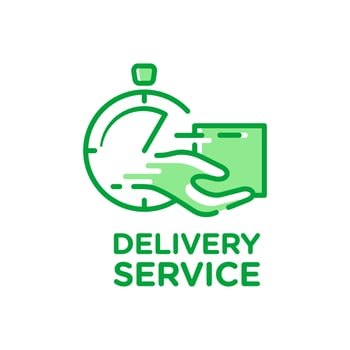 Fast Shipping Delivery Service with hands holding packages logo icons template with flat design outline style vector
