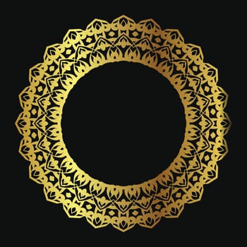 free decorative round frame for design with floral ornament. Circle frame. Template for printing postcards, invitations, books, for textiles, engraving, wooden furniture, forging. vector