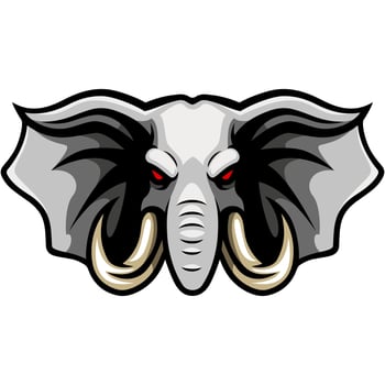 Angry elephant head cartoon character vector