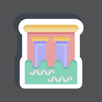 Sticker Dam. related to Environment symbol. simple illustration. conservation. earth. clean vector
