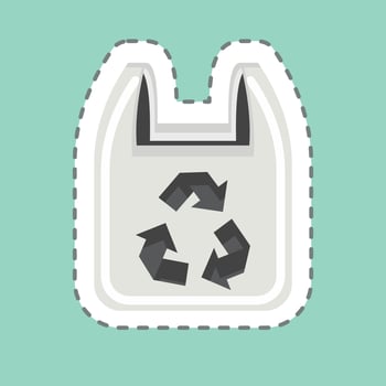 Sticker line cut Recycled Plastic Bag. related to Environment symbol. simple illustration. conservation. earth. clean vector