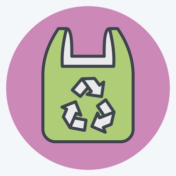 Icon Recycled Plastic Bag. related to Environment symbol. color mate style. simple illustration. conservation. earth. clean vector