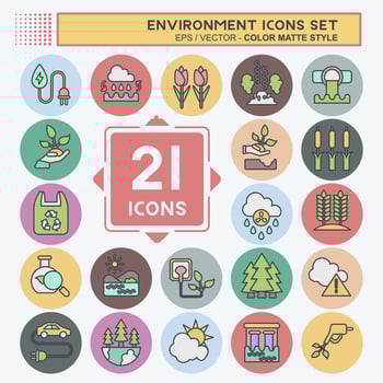 Icon Set Environment. related to Environment symbol. color mate style. simple illustration. conservation. earth. clean vector