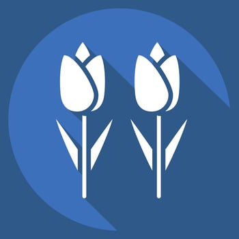 Icon Tulips. related to Environment symbol. long shadow style. simple illustration. conservation. earth. clean vector