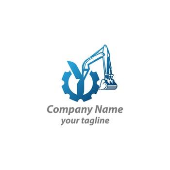 Excavation work logo design, emblem of excavator or building machine rental organisation print stamps, constructing equipment vector