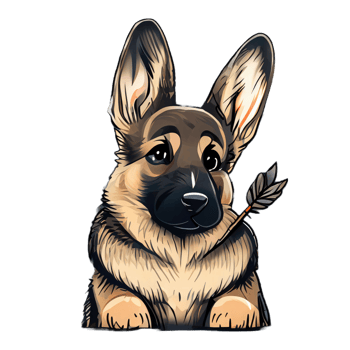 Cute German Shepherd kawaii with a heart png