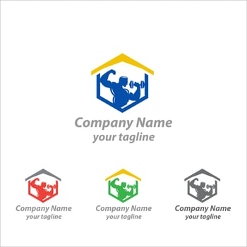 Man of fitness silhouette character vector design template,Fitness logo