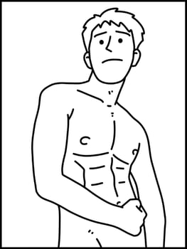 vector illustration of cute man cartoon for coloring