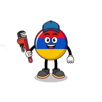 armenia flag illustration cartoon as a plumber vector