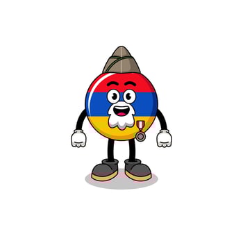 Character cartoon of armenia flag as a veteran vector