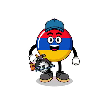 Cartoon Illustration of armenia flag as a woodworker vector