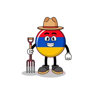 Cartoon mascot of armenia flag farmer vector